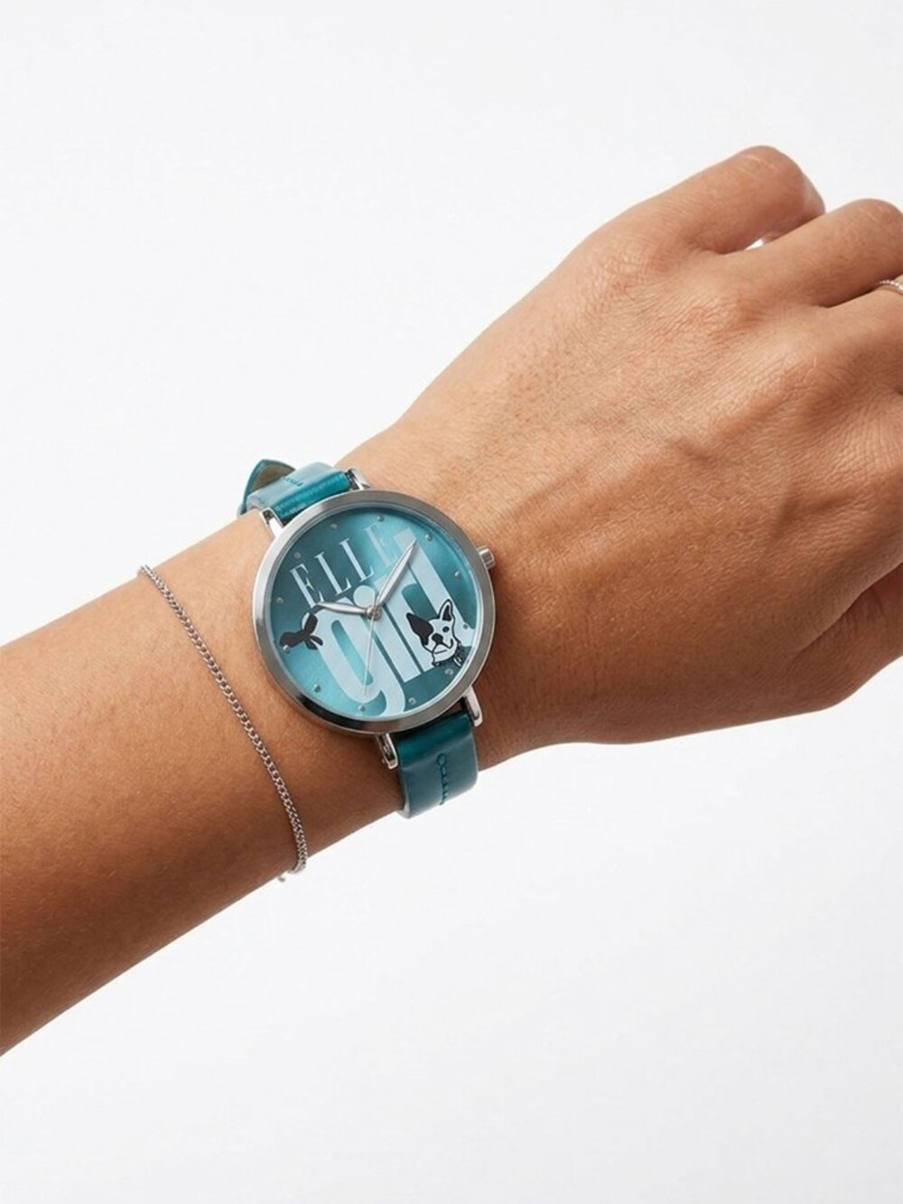 Vintage Elle Girl Glossy Faux Leather Teal Watch Y2K Round Face New Battery